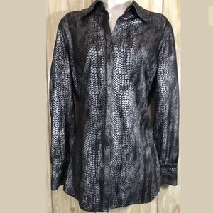 Chicos Tunic Shirt Sz 1 Animal Print Button Shirt